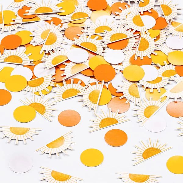 FunMemoir Sunshine Sun Confetti Primer viaje alrededor de la mesa decoraciones para niños Fiesta de cumpleaños Baby Shower Suministros 231227