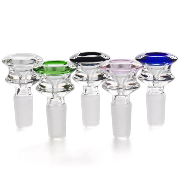 Entonnoir 14 mm Bol en verre conjoint pour bongs Joints mâles 5 couleurs Fumer Bow Bol Piece pour le tampon à eau