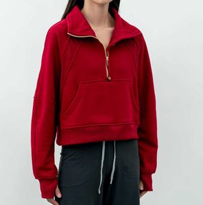 Entonnoir cou à moitié zip à sweat à sweat à sweats de yoga recadré haut