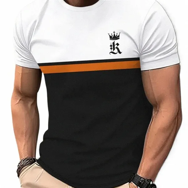 T-shirt drôle à motif de lettre 3D pour hommes T-shirts imprimés à rayures Fi Summer Vente chaude Tops à manches courtes Casual O-cou T-shirts lâches h4pQ #