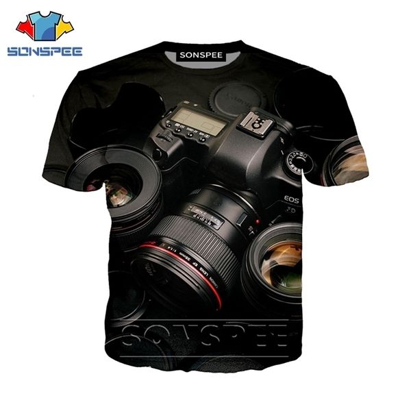 Drôle 3D Imprimer Casual Camera Punk T-shirt Film Streetwear Men Men de plage Femmes T-shirt HARAJUKU SHIRTS O COUP THIRT TSHIRT 210324