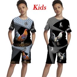 Grappige 3D -geprinte T -shirts sets kinderkleding mode heren tracksuit sport en vrijetijds zomermeisjes jongens kledingpak 220617