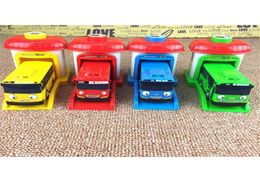 Drôle 4pcsset modèle à l'échelle Tayo le petit bus enfants bus miniature bébé oyuncak garage tayo bus véhicule de voiture à impact d'éjection L3455380