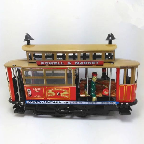 Collection adulte amusante Retro Wind Up Toy Metal Tin Los Angeles Trolley Mécanique Toy Corloge de travail Figures de jouets Modèles Kids Gift 240401