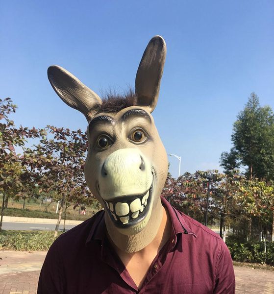 Drôle adulte effrayant drôle tête d'âne masque Latex Halloween Animal Cosplay Zoo accessoires fête Festival Costume balle Mask2993777