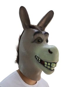 Drôle adulte effrayant drôle Donkey Horse Head masque Latex Halloween Animal Cosplay Zoo Props Party Festival Costume Mask3938786