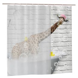 Grappig Animal Shower Curtain Giraffe Jungle Safari Tropic African Wildlife Black and White Modern Designer Cool Badkamer Decor