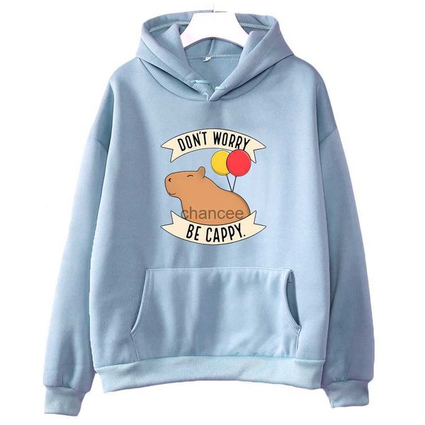 Animaux drôles Capybara Sweat à sweat ne t'inquiète pas pour cappy Letter Imprimer Sweatshirt Femmes / hommes Cartoon TOPS GRAPS UNISE