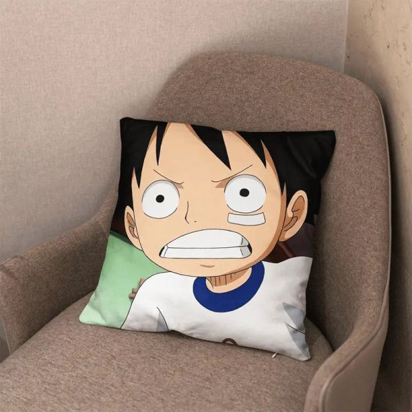 Funda de almohada de anime divertida para almohadas estuche de almohadas zoro luffy para una habitación de niña estética niña niña regalo de regalo de dormitorio