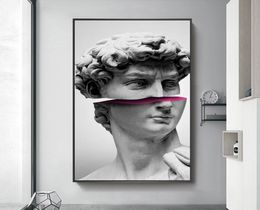 Art drôle de David Vaporwave Sculpture toile affiches et impressions abstraites David toile peintures sur le mur Art photos 7826286