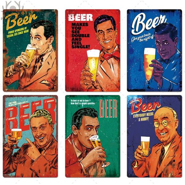 Plaque métallique de bière amusante, Vintage, en étain, décor mural pour Bar, Pub, Club, homme, grotte, décorative chic, Plate289q