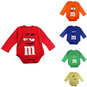 Divertido nacido Bebé Mono Mono Novedad Gráfico M M Cara de Caramelo Colorido Manga Larga Primavera Otoño Infantil Ropa para Niños Mamelucos 240119