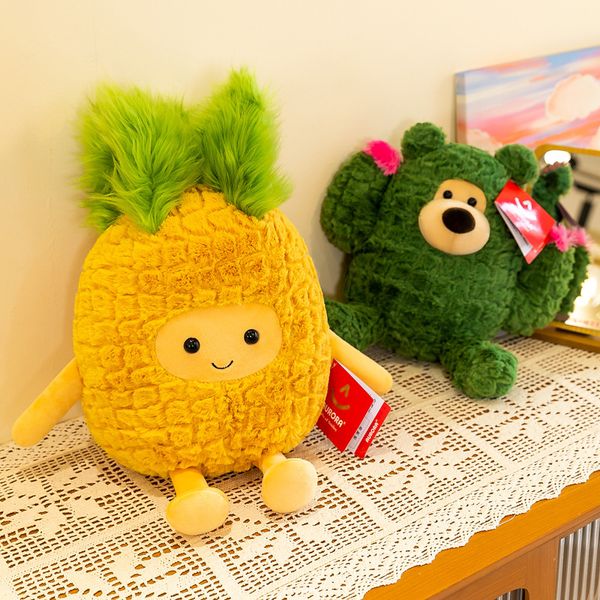 Cactus drôle ananas en peluche jouet stupide et mignon oreiller de fruits souriant poupée poupée de sommeil pour enfants 30 cm