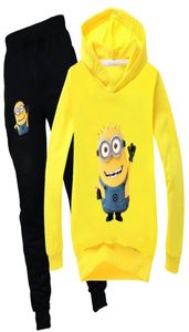 Divertidos dibujos animados lindos Minions bebé ropa de invierno estampado Kawaii niños pequeños niña otoño conjuntos de ropa niños traje amarillo 2011271691851