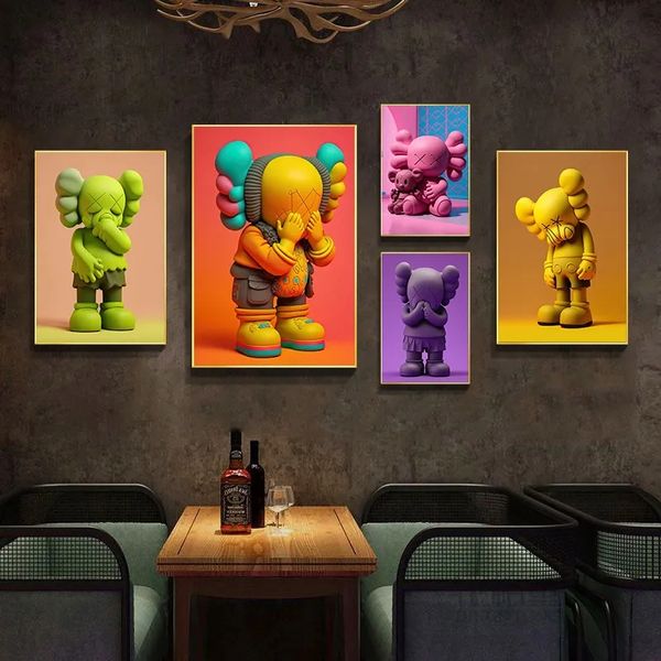 Divertente cartone animato bambola su tela dipinto birra colorata poster stampe moda moderna pop art immagine da parete per club bar room decorazioni per la casa Wo6