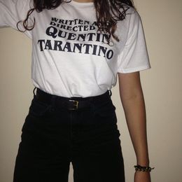 drôle décontracté Polos pour hommes T-shirts coton lettre slogan imprimé tee shirts 4XL ÉCRIT RÉALISÉ PAR QUENTINTARANTINO ASIATIQUE taille Quentin Tarantino Film à manches courtes