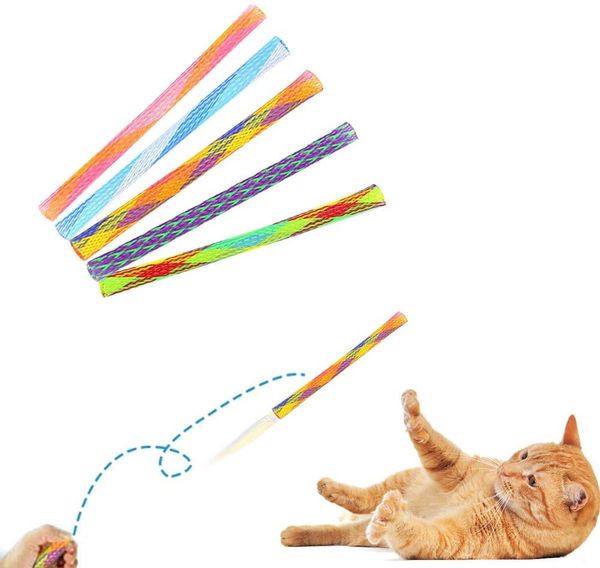 Drôle chat jouet chat printemps jouet de dentition coloré interactif télescopique amusant chat sautant jouet Flexible spirale ressort chat jouet à mâcher