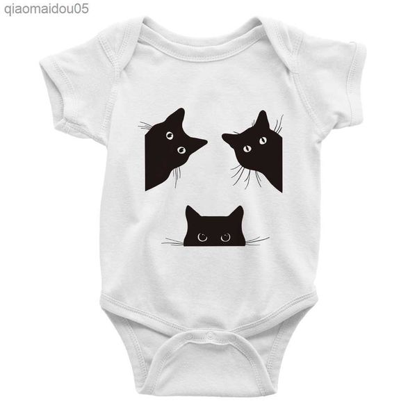 Funny Cats Print Infant Onesie 3-6 Mois Nouveau-Né Bébé D'été Pyjama Confortable Casual Bébé Fille Garçon Vêtements Doux Salopettes Combinaisons L230712