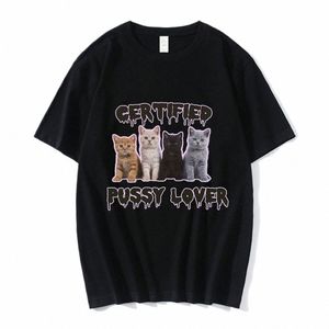 Divertido certificado gatito amante meme gato camiseta hombres mujeres fi vintage camisetas 100% cott casual camisetas de gran tamaño streetwear y1do #