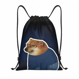 Funny Cheems Dog Sac à cordon Femmes Hommes Pliable Sport Gym Sackpack Shiba Inu Dank Meme Shop Sacs à dos 75fG #