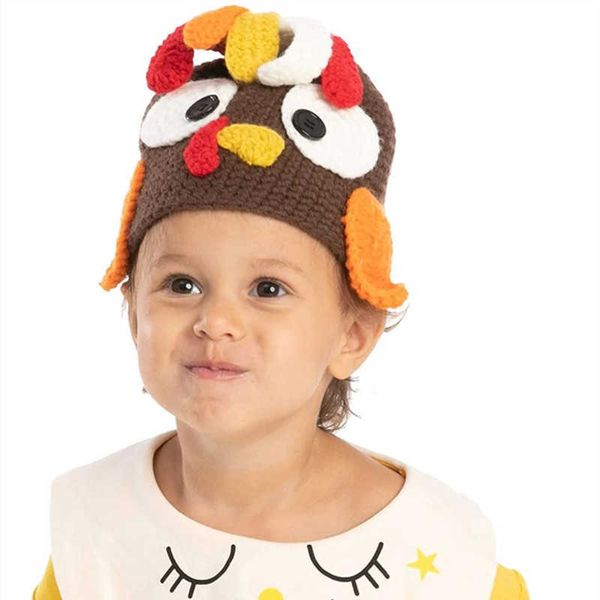 Niños divertidos Baby Boy Turquía Sombrero Gorra Invierno Cálido Punto Halloween Props Fiesta Niños Sombreros Gorras 1-10T Llegadas 210713