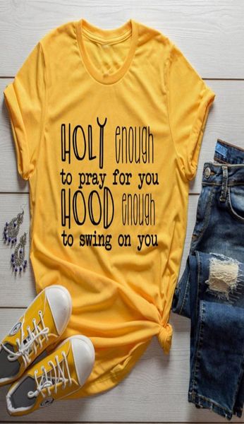 Slogan chrétien drôle Tee Assez saint pour prier pour vous Tshirt Graphic Vintage Quote Jesus Lover Girl Tops T-Shirts FZ26316436837