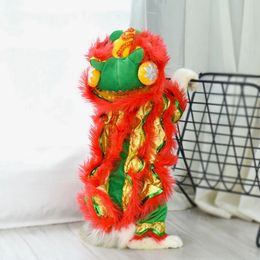 Vêtements de chien de Noël drôles années Costume chinois pour animaux de compagnie Dragon Dance Lion Dog Party Lion Dance Red Festive Lucky Cat Clothes 240228cj