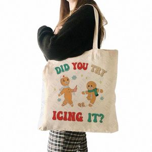 Infirmière de Noël drôle avez-vous essayé de givrer les sacs d'épaule en toile fourre-tout pour les nœuds quotidiens du sac de boutique réutilisable o4af #