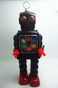 Colección clásica divertida RETRO RETRO Viento up metal caminata caminata de lata robot alta rueda juguete para niños regalo de Navidad 240424