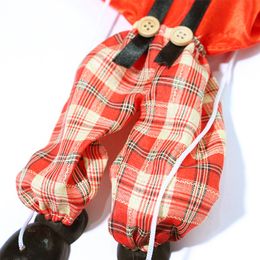 Drôle coloré traction string marionnette clown en bois marionnette maincraft jouet conjoint activité poupée enfants enfants cadeaux