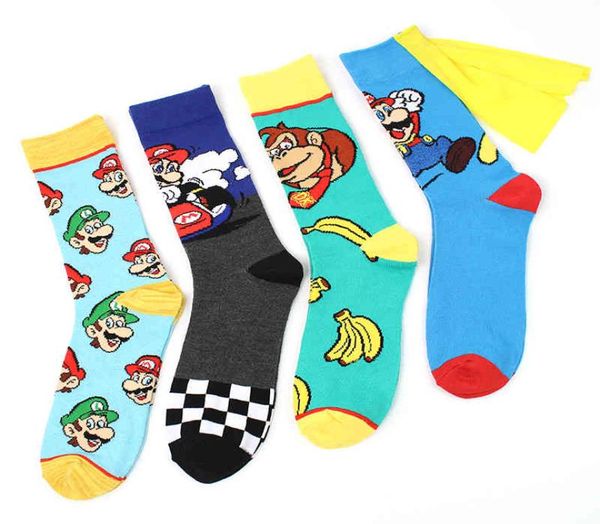 Calcetines divertidos de algodón peinado con dibujos animados para hombre, cómics personalizados, superhéroes locos, diseño feliz, alta calidad, 8819200