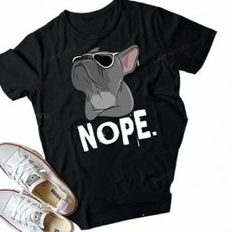 Grappige Creatieve Nope Lui Frenchie voor Franse Bulldog Hond O-hals T-shirt Mannen Vrouwen Casual Korte Mouw Streetwear Cott Tops A2EW #