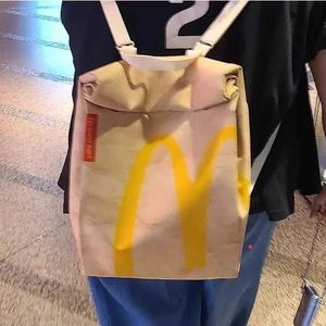 Drôle mignon dessin animé frites sacs d'emballage étudiant femme cartable toile sac à dos grande capacité sac de messager sac à main