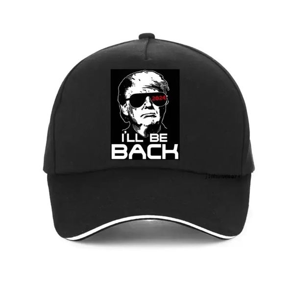 Divertido Donald Trump 2024 I'll Be BackBaseball gorra Moda hombre Gráfico Presidente Re Elect Trump sombrero ajustable Snapback sombreros RRC771