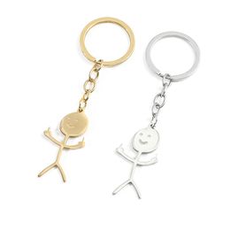 Grappige Doodle Keychain Roestvrij staal Little Man Keychain Pendant Accessoires voor Girl and Woman Creative Gift Car Bag Accessoires