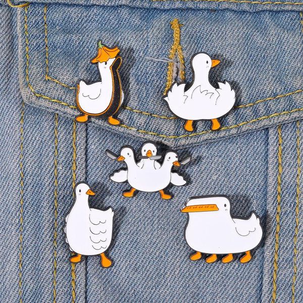 Alfileres esmaltados de patitos divertidos, broches personalizados de boca grande de patos superpuestos, insignias de solapa de halloween, regalo de joyería de animales para niños y amigos