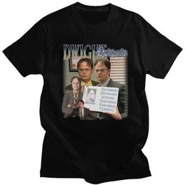 Grappige Dwight Schrute Hommage T -shirt Men Korte mouwen Pure katoenen T -shirt TV -show ons het kantoor Michael Scott Tee Fashion T -shirt 220520