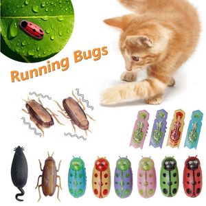 Funny Electric Bugs Cat Toy Automatic Escape Mini robot Bug Vibration Insecte Toys for Cats Battery Faire Cockroach Ladybug 240429