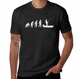 T-Shirt drôle évolution de l'homme et de la pêche en bateau, blanc, vêtements animés unis, t-shirts pour hommes, graphique 41K1 #