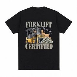 Camiseta divertida con estampado de operador certificado de montacargas para hombre, camisetas de manga corta Vintage Fi, camisetas de gran tamaño Pure Cott Comfort 69Lj #