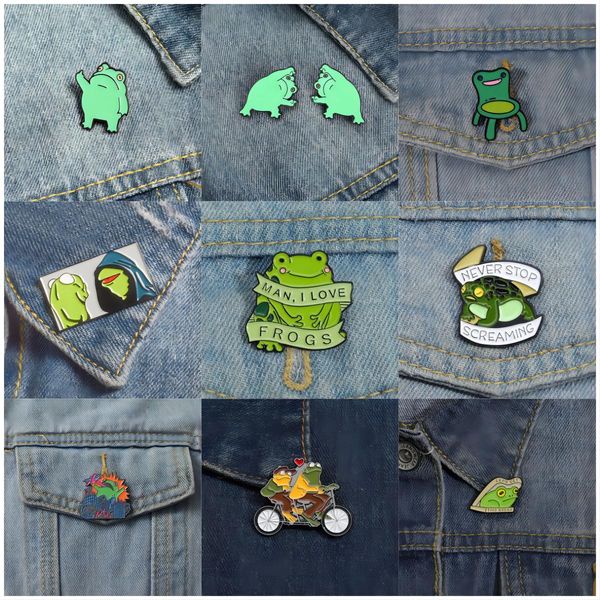 Broches en émail grenouille drôle, broches animaux mignons pour enfants, Badge en métal Kawaii pour femmes et filles, bijoux à la mode