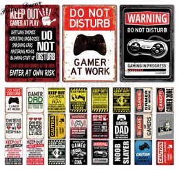 Gamer Metal Sign Sign Sign Gamer à Work Sign Retro Signs Decor Wall pour House Home Room Metal Signs Signs C09262515516