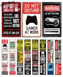 Gamer Metal Sign Sign Sign Gamer à Work Sign Retro Signs Decor Wall pour House Home Room Metal Signes Signes en étain C09266127383