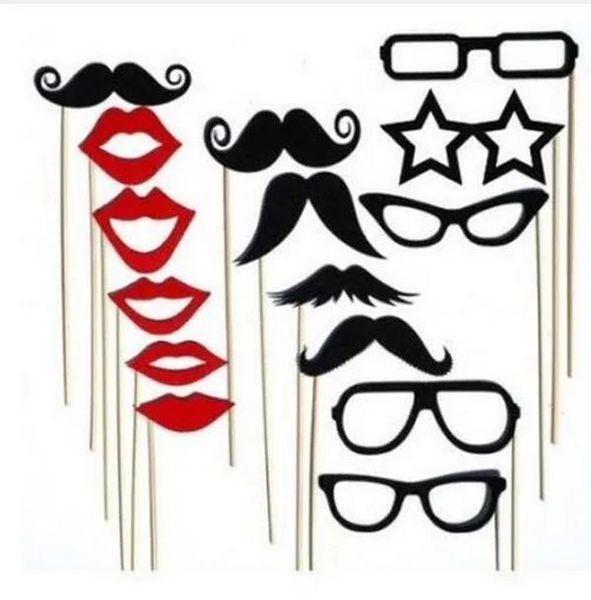 Gafas divertidas Bigote negro Máscara de papel rosa Suministros de decoración de boda Despedida de soltero Accesorios para fotomatón Fiesta de cumpleaños Labios rojos GB475 ZZ