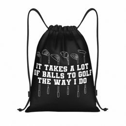 Grappige golfcitaat Drawing Backpack Dames Men Men Sport Gym Sackpack Foldable Training Bag Sack E7CI#