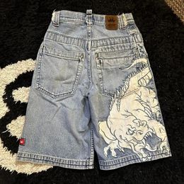 Design de motif gothique drôle 2000 Shorts de jean d'été polyvalent pour hommes 2024 vintage JNCO Hip-hop Y2k Baggy Pant 240420