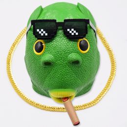 Grappige Groene Vis Hoofddeksel Speelgoed Party Maskers TIK TOLK Halloween Pasen Play Festive Hood Helm Latex Gift Installeer coole artefacten