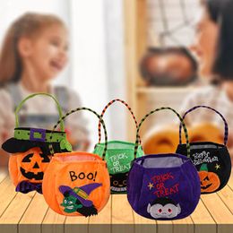 Sacs de bonbons drôles d'Halloween Sacs de bonbons ou de friandises Sac de citrouille souriant Sac de bonbons pour enfants Multi Style Sac à main de bonbons mignon Fournitures de fête festive