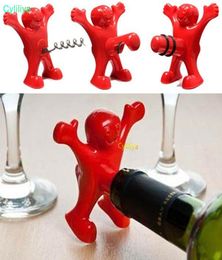 Grappig Happy Man Design Wine Stoppers Mini Beer Bottle Openers Wine Cockscrew Kitchen Bar Creatieve Wine Beer Openers Plugs Red BLAC1924336