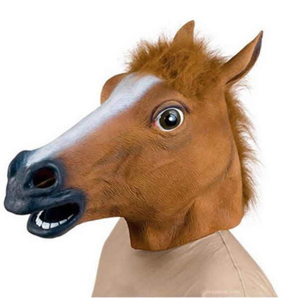 Drôle cheval masque fou fête Cosplay effrayant Animal Costume tête de cheval Latex masque complet Mascara théâtre blague Halloween décor